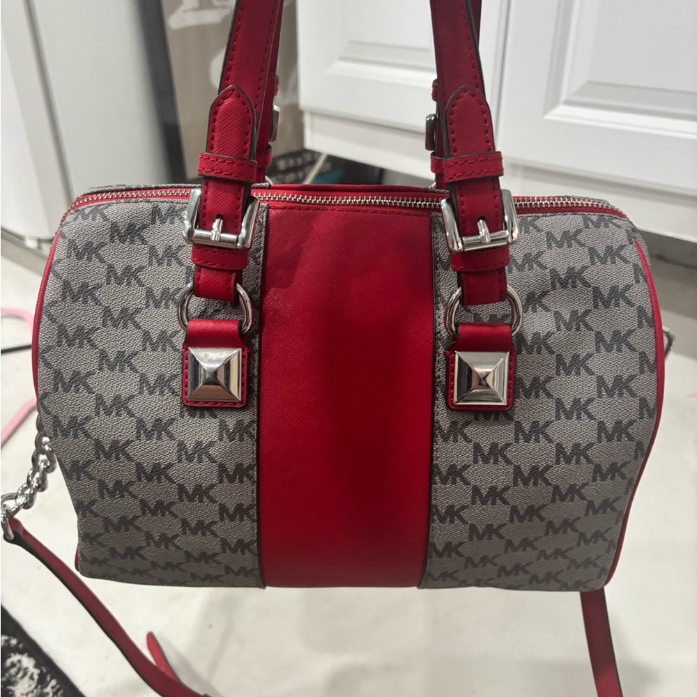 Michael Kors Red and Gray Satchel
